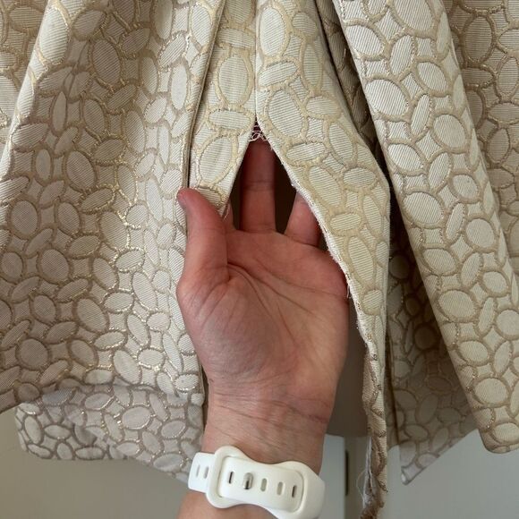 Anthropologie Erin Fetherston Cream Gold Bow Back Dress - Picture 13 of 14